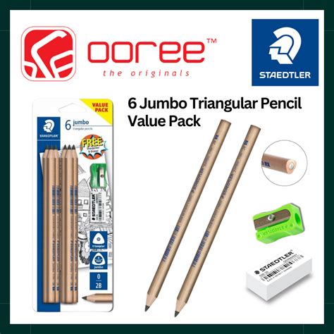 VALUE PACK STAEDTLER JUMBO NATURAL TRIANGULAR PENCIL 6PCS BLISTER