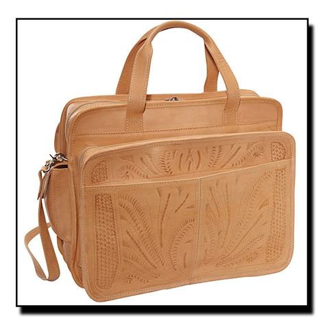 Ropin West Hand Tooled Computer Briefcase Cowboy Luggage