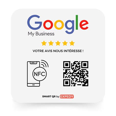 Plaque Google Avis Review Qr Code Nfc Rfid Sans Contact X Cm