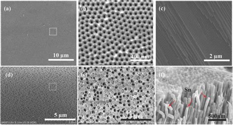 Sem Images Of Highly Ordered Aao Template A Top View B The Enlarged