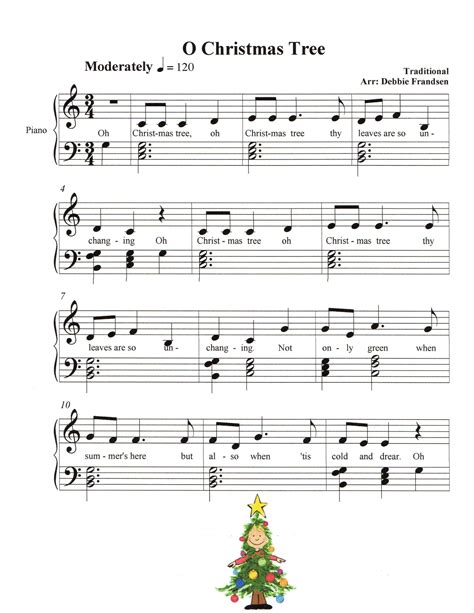 O Christmas Tree, Easy Piano Sheet Music, Beginner, Oh Christmas Tree ...