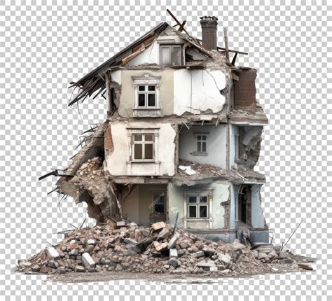 Premium PSD | Destroyed or demolished house isolated on transparent ...