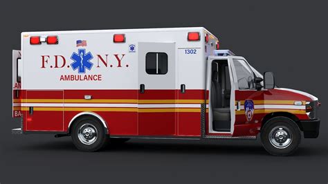 3D model Ford E-Series Ambulance FDNY with Interior VR / AR / low-poly ...