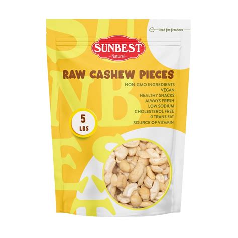 Amazon Sunbest Natural Raw Large Cashew Pieces 80 Oz 5 Lbs 1