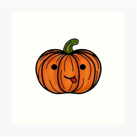 Cute Halloween Pumpkin Drawing 1- White Background Art Print by ...