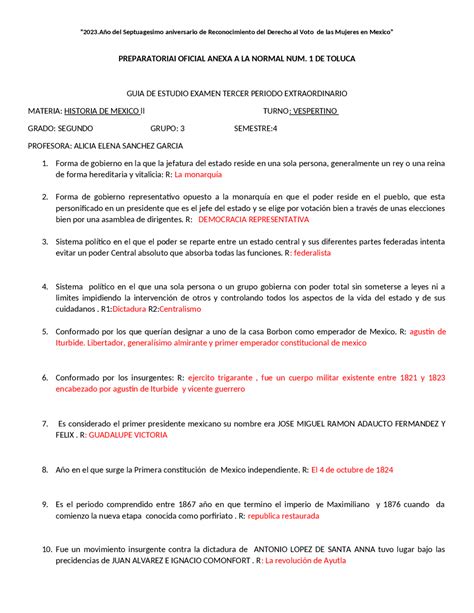 Guia de estudio para examen | Prove d'esame di Storia | Docsity