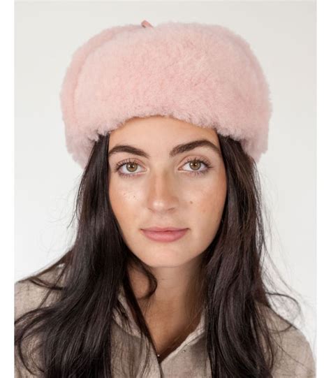 Pink Shearling Ushanka At