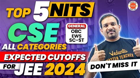 Jee Expected Cutoff For Top Nits Cse Category Wise Expected