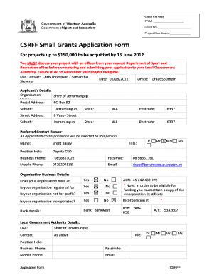 Fillable Online Jerramungup Wa Gov CSRFF Small Grants Application Form