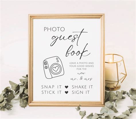 Minimalist Polaroid Photo Guest Book Sign Wedding Polaroid Book Photo