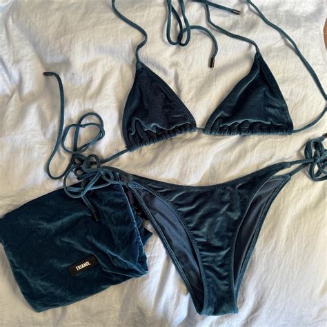 Triangl Blue Velvet Bikini Set Size XS Bottoms M Depop