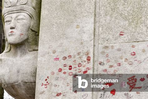 Image Of Red Lip On The Tomb Of Oscar Wilde Pere Lachaise Cemetery