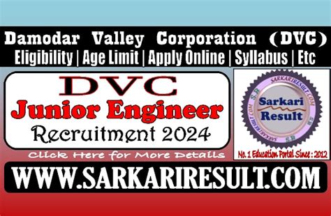 Damodar Valley Corporation Dvc Junior Engineer Online Form