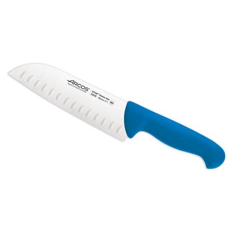 Cuchillo Santoku Con Alveolos De Acero Inoxidable Nitrum Mm Azul