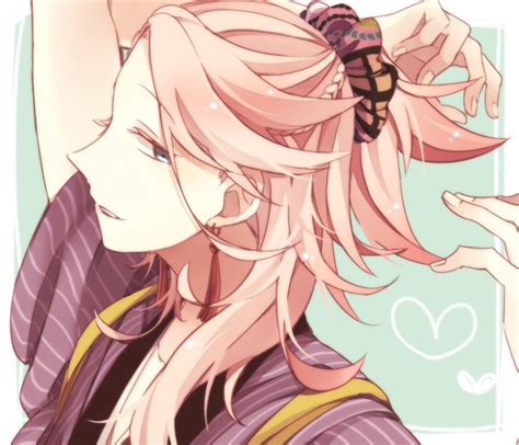 Safebooru 1boy Blue Hair Heart Long Hair Male Focus Pink Hair Saku Anna Solo Souza Samonji