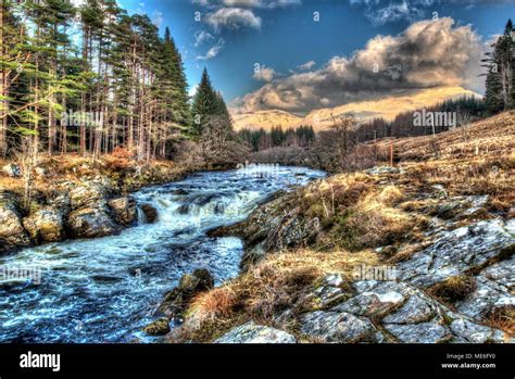 Area of Glen Orchy, Scotland. Artistic view of the Easan Dubha ...