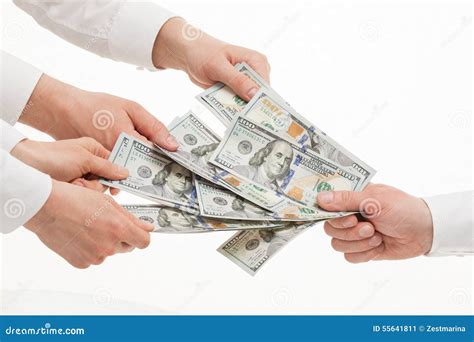 Business People Taking Money From Businessman S Hand Stock Image