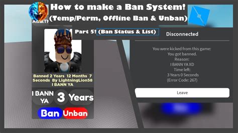 How To Make A Ban System Permtemp On Roblox Part 5 Ban Status