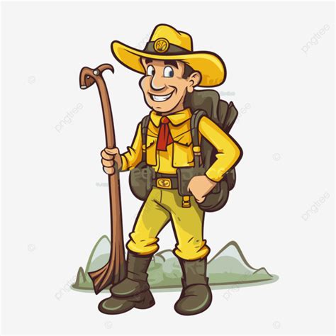 Wildland Firefighter Vector, Sticker Clipart Cartoon Boy In A Cap And ...