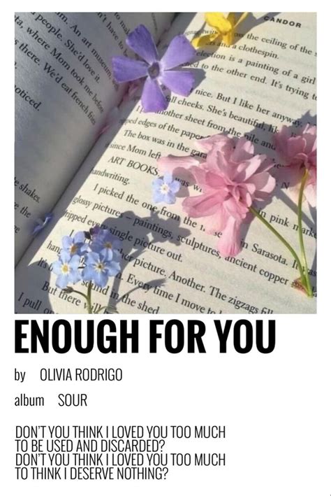 enough for you - olivia rodrigo poster | Leave art, Book art, Light in ...