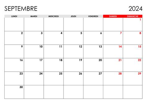 Calendrier Septembre Calendrier Su