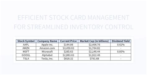 Free Stock Card Templates For Google Sheets And Microsoft Excel - Slidesdocs