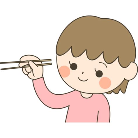 お箸を正しく持っている子供のかわいいイラスト画像素材（無料 フリー）