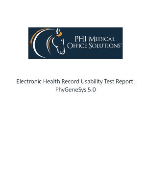 Fillable Online Electronic Health Record Usability Test Report