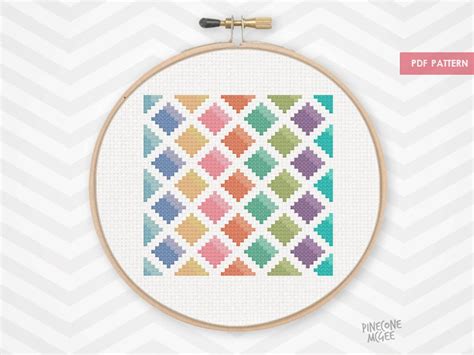 WATERCOLOR DIAMONDS Counted Cross Stitch Pattern Modern Etsy Cross