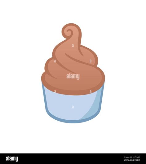 Simple Fun Cartoon Soft Serve Ice Cream Choc Chocolate In Cup Icon