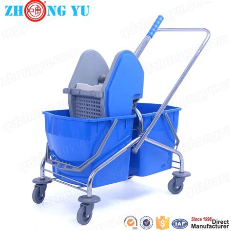 Double Mop Buckets Cleaning Trolley With Wringer ZY4005 Mop Bucket