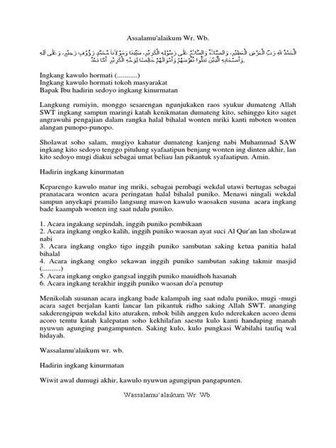 Contoh Mc Bahasa Jawa Pengajian Halal Bihalal Kaizen Palli