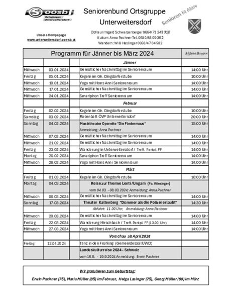 Programm O Sb Unterweitersdorf