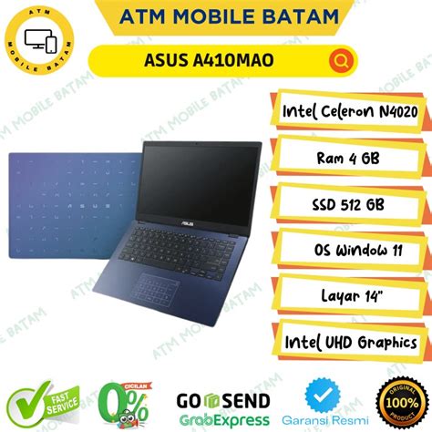 Jual Laptop ASUS E410MA N4020 4GB 512GB 14 FHD IPS WIN10 OHS Putih