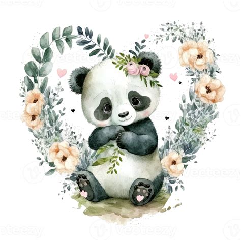 Cute Watercolor Panda 22918435 PNG