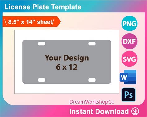 Car License Plate Sublimation Template License Plate Template For Sublimation Svg Dxf Ms