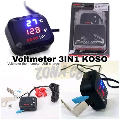 Jual Voltmeter In Koso Usb Anti Air Original Termometer Volmeter