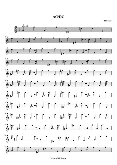 Ac Dc Sheet Music Ac Dc Score Hamienet