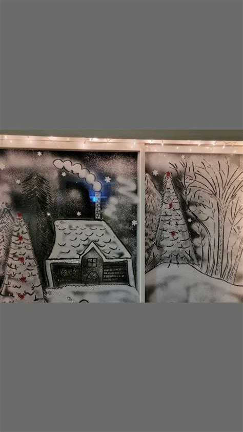 Spray snow window scene art | Navidad, Nieve, Spray