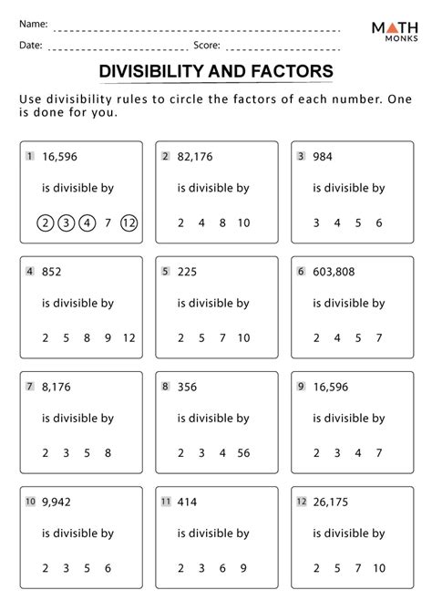 Divisibility Rules Worksheets Math Monks