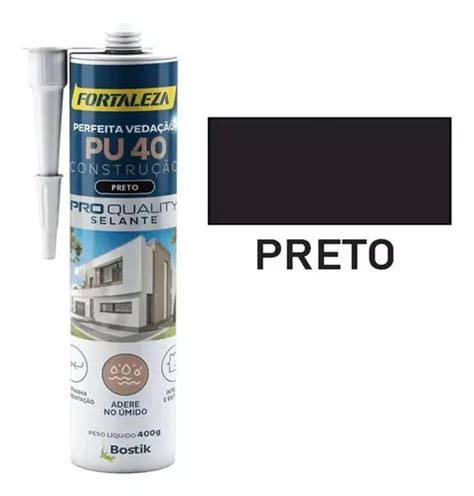 Selante Pu 40 Preto Cola Adesivo Fortaleza Uso Geral 400g