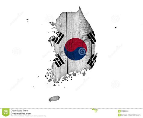 Mapa E Bandeira De Coreia Do Sul Imagem De Stock Imagem De