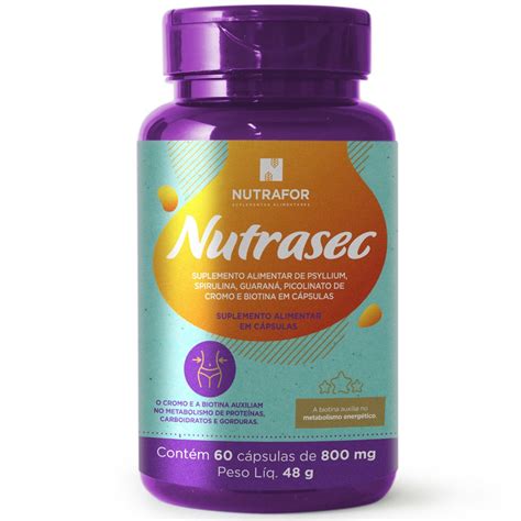 Nutrasec Psyllium Spirulina Guaraná E Biotina 60 cáps Submarino