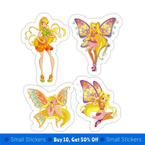 Four Different Tinkerbells Stickers On A White Background