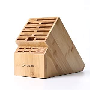 KITCHENDAO Bloc Couteaux Cuisine en Bamboo Porte Couteau 19 Pièces