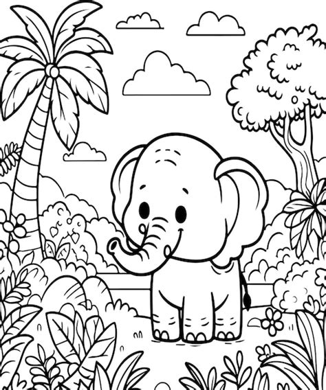 Libro De Colorear Elefante Página De Colorear Para Adultos Ai Generado Vector Premium Generado