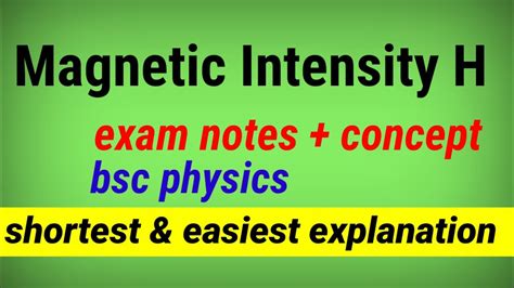 Magnetic Intensity Magnetic Intensity H Bindas Physics Bsc Physics Youtube