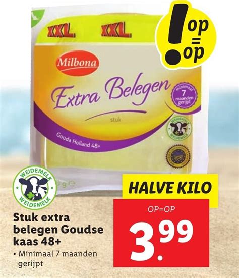 Milbona Stuk Extra Belegen Goudse Kaas 48 Halve Kilo Aanbieding Bij Lidl