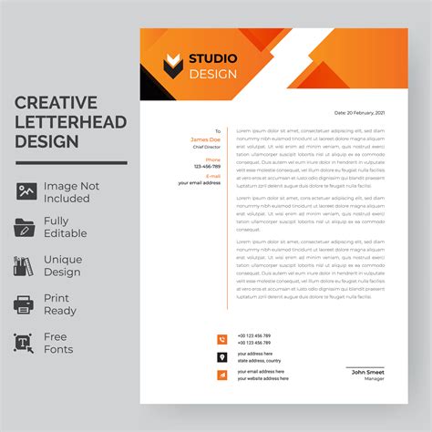 Orange Geometric Top Banner Letterhead Template 967287 Vector Art At