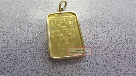 24k Gold Bar Credit Suisse 9999 Fine Gold Bar Pendant Quarter Ounce